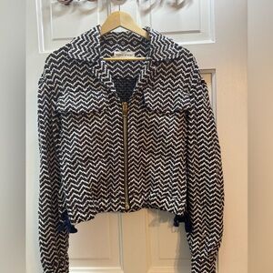 Sonia Rykiel Paris Chevron Knit Cropped Jacket Size 38